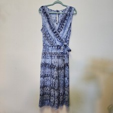 Emma Michele Romper Jumper S Blue Boho Festival Artsy Hippie Loose Tie Wide Leg