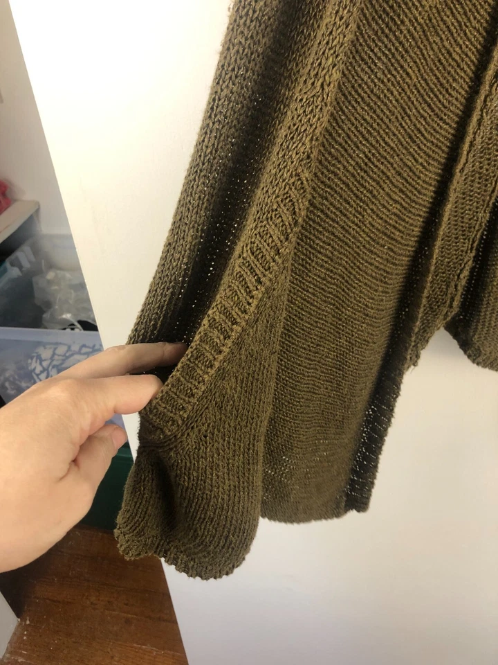 Cárdigan Anthropologie Angel of the North Marrón Abierto Suéter Mezcla de Lino Talla S Foto 3 de 4