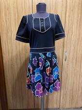 MARC BY MARC JACOBS MULTICOLORED STRETCH JERSEY FIT AND FLARE FLORAL DRESS-L