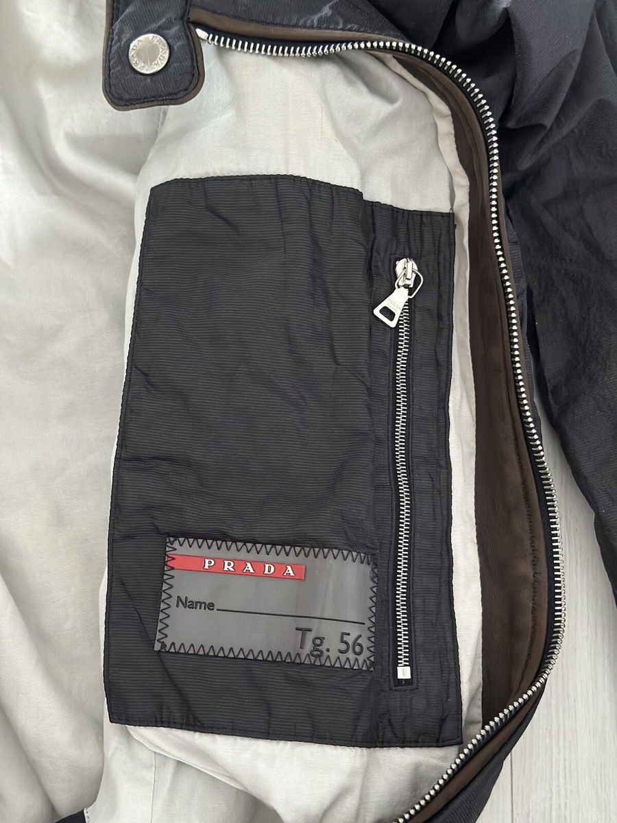 Vintage Prada Archive 1999 Nylon Metal Red Tab Biker Man's Vintage Prada Archive 1999 Nylon Metal Red Tab Biker Man's