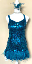 Dance Costume - Weissman - Size: Large Child - Teal Sequin Dress