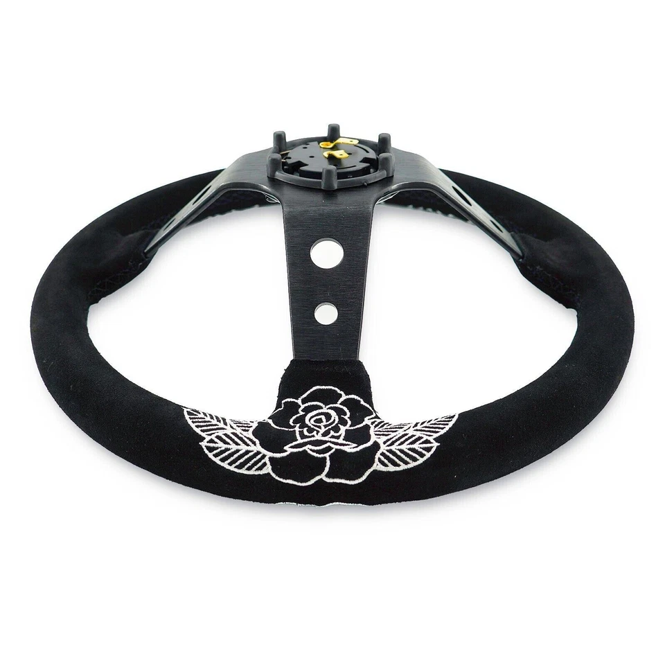 350 ММ 3 «ГЛУБОКАЯ ТАРЕЛКА 6 БОЛТОВ РУЛЕВОЕ КОЛЕСО ЧЕРНЫЙ ALCANTARA ЕЗДЫ НИЗКИЙ JDM РОЖОК США - Изображение 3 из 3