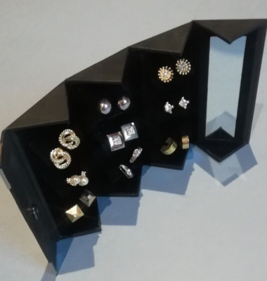  Roberto Paggio Ohrstecker 9er Set: kompakte und stilvolle Reisebox + Spiegel