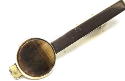 GOLD PLATED GENUINE TIGERS EYE TIE BARS