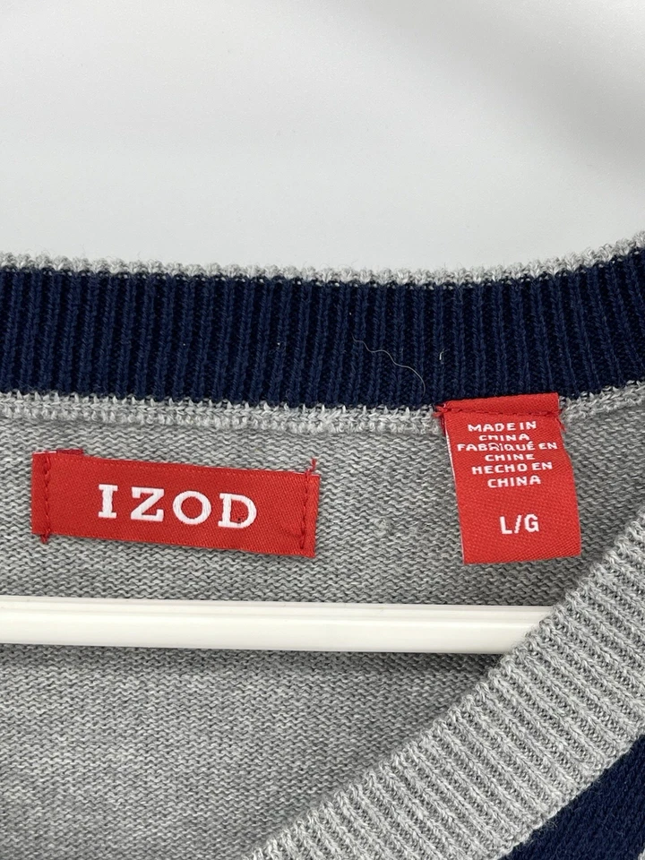 Izod V шеи пуловер свитер мужской размер большой серый фиолетовый синий бриллиант быстрая доставка - Изображение 3 из 4