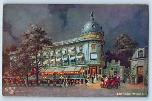 France Postcard Saint Cloud Pavillion Bleu at Night c1910 Oilette Tuck Art - 第 1/2 張圖片