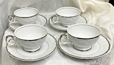 Vintage Harmony House Silver Sonata 3639 Fine China set of 4