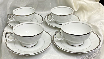 Vintage Harmony House Silver Sonata 3639 Fine China set of 4