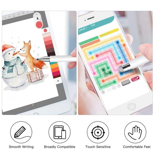 STYLUS TOUCH SCREEN PEN FIBER TIP ALUMINUM LIGHTWEIGHT WHITE for TABLETS - 第 3/7 張圖片