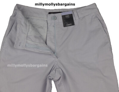Blaue Damen-Chinohose Marks and Spencer Größe 12 normal Etikett DEFEKT