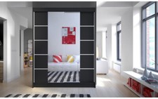 Image of Modern Bedroom Sliding Door Wardrobe Centere Mirror Cabinet 3 Colours 5 Sizes