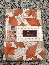 Fall Leaves Fabric Tablecloth 60" X 104" Autumn Holiday New