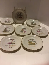 Ardalt  Japan Set Of 8 Butter Pats Tea Bag Holder Love Charity Hope Virtue