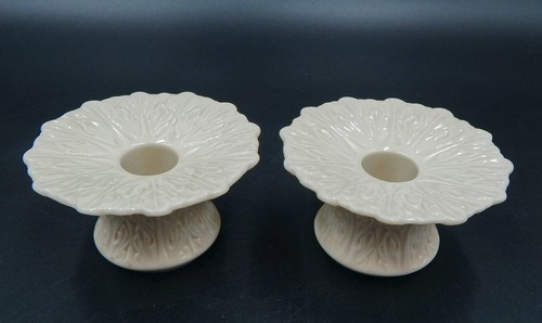 Lenox Woodland Collection Creamy White Porcelain Candlestick Holder Pair USA - Picture 2 of 9