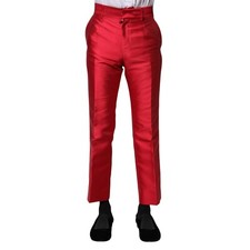DOLCE & GABBANA Pants Red Polyester Cropped Dress Trousers Men IT46/W32/S 830usd