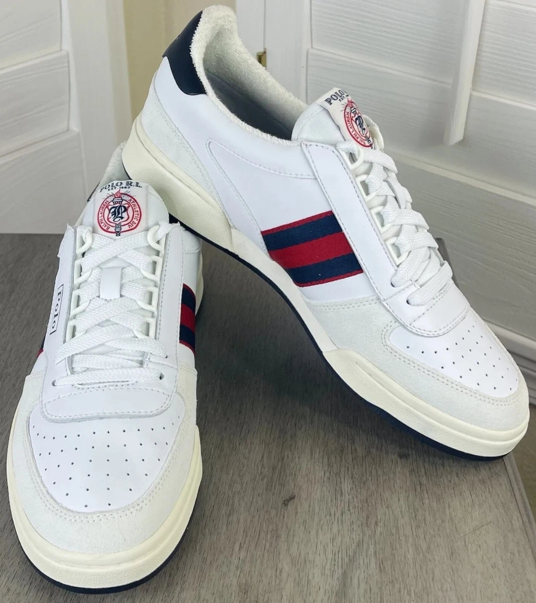 Red and cheap white polo shoes