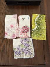 Vgt Lot 4 Cotton Floral Hankies Handkerchiefs various sizes colorful