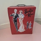 Original Vintage Ponytail BARBIE & KEN Double Red Carry Case 1963 GC Functional