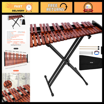 Professional 37-Note Xylophone with Adjustable Stand, Mallets & Carrying Bag - B