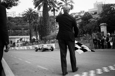 Louis Chiron indicates one lap to go to leader Graham Hill Monaco - Old Photo