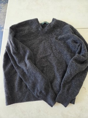 Alan Paine England 100% Pure Cashmere V-Neck Sweater Charcoal Gray Men's XL 46