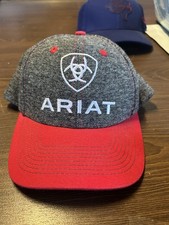 Ariat youth kids hat cap one size gray red adjustable SnapBack trucker western
