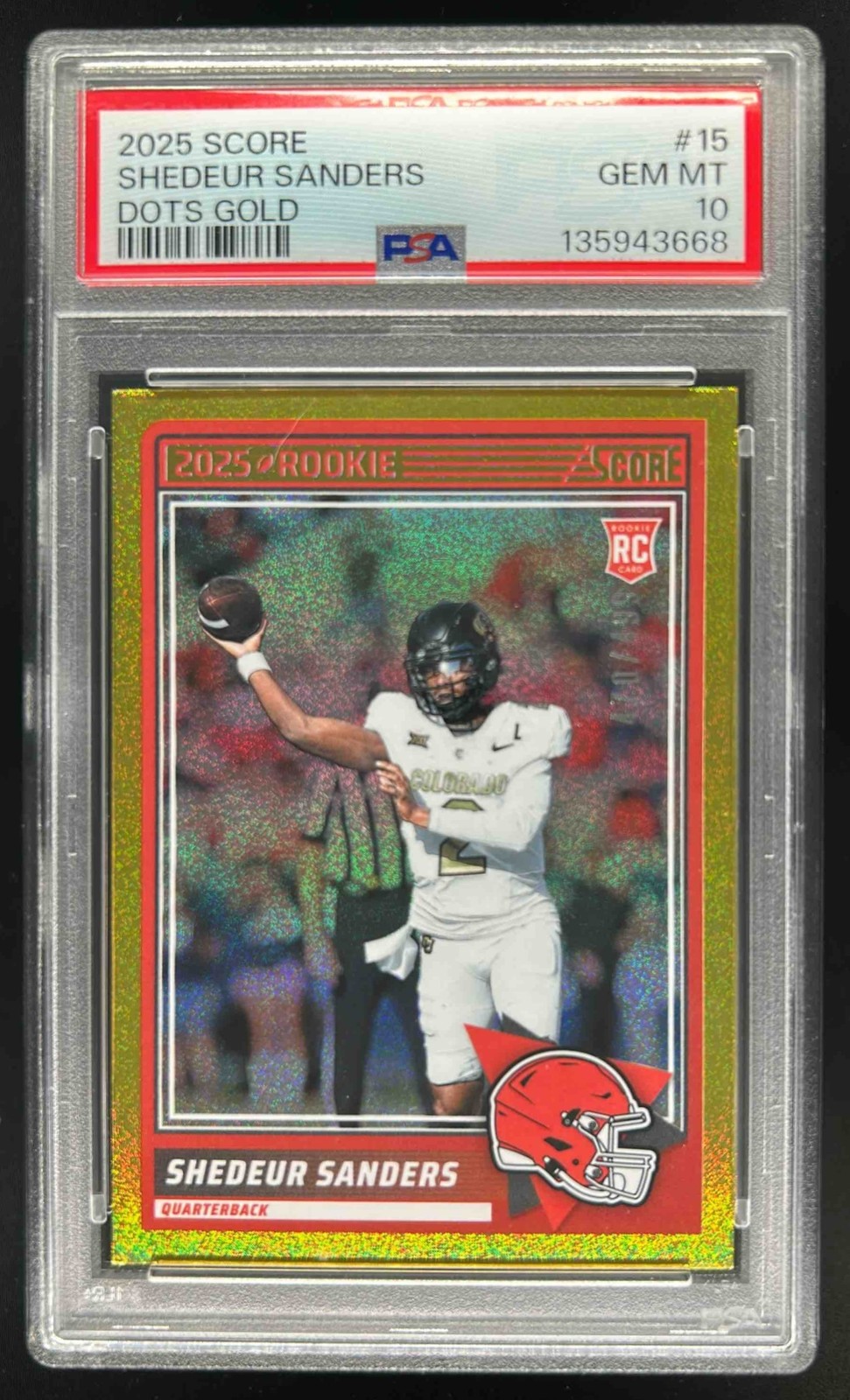 Shedeur Sanders Panini Score #15 Dots Gold