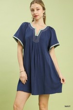 Umgee Linen Trim Tunic Dress