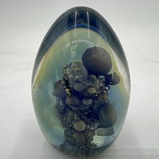 Vintage 1993 Seegers & Fein Art Glass Egg Paperweight - Signed Galaxy Nebula