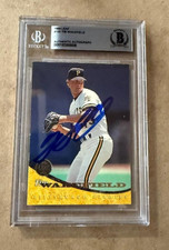 Signed TIM WAKEFIELD Pittsburgh Pirates 1994 Leaf card #155 Beckett Slabbed BAS