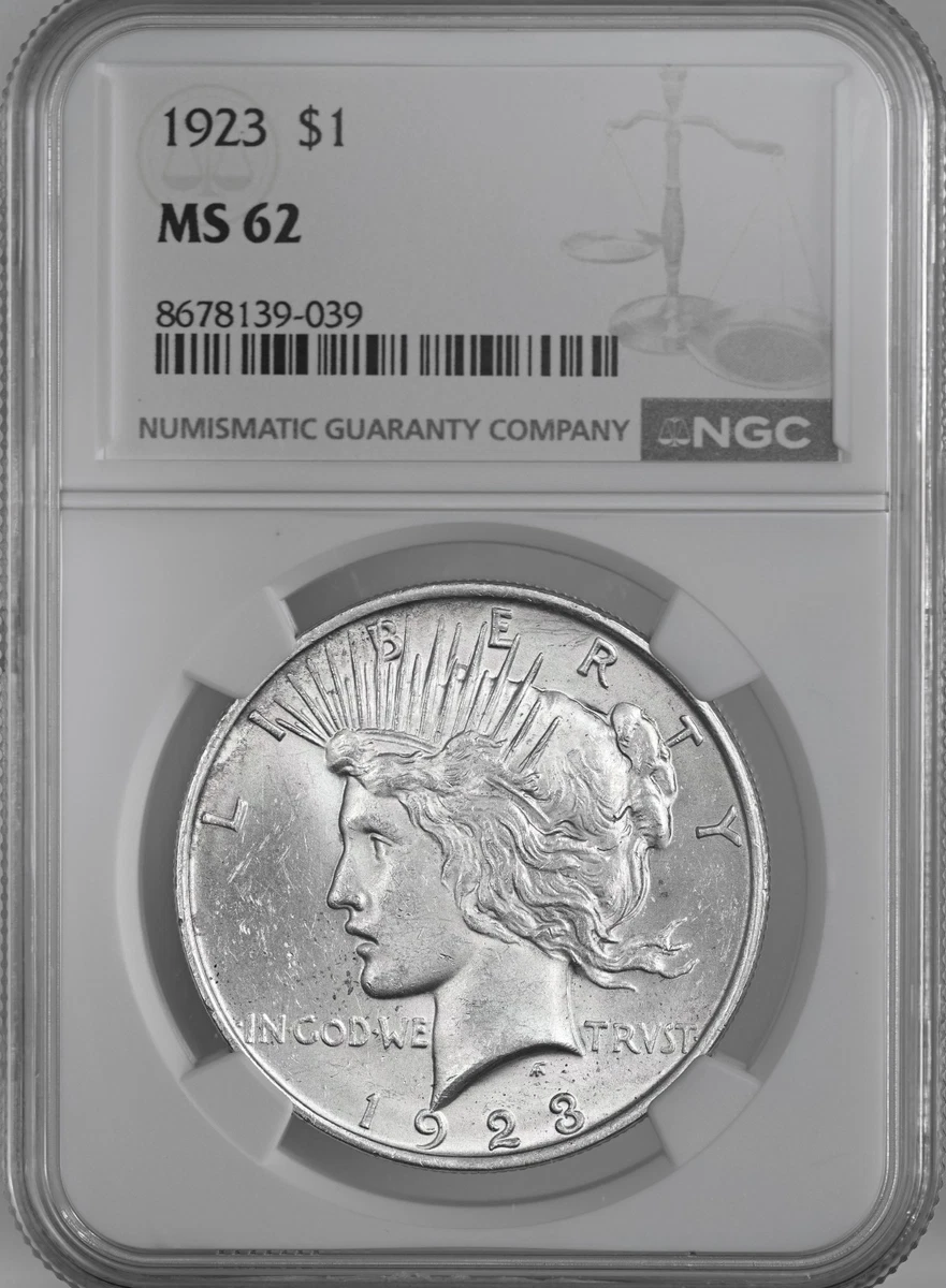 1923 Year Grade MS 62 Peace US Dollars (1921-1935) for sale | eBay