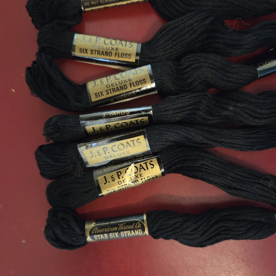 Lot Of 20 Black JP Coats, Lily, Star, DMC Embroidery Floss New Vintage - Image 2 of 4