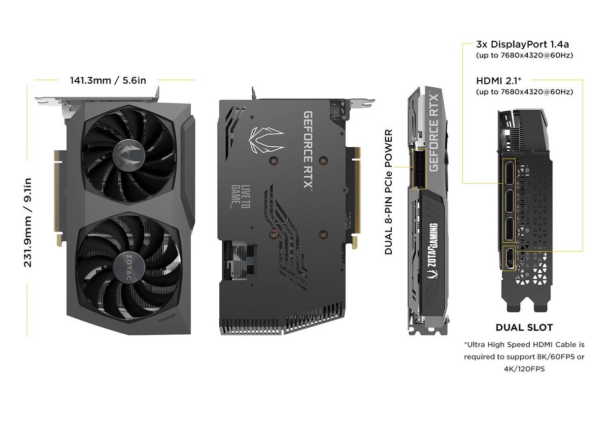 ZOTAC Gaming GeForce RTX 3070 Twin Edge OC 8GB GDDR6 256-bit 14