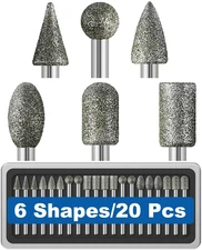 20Pcs 120-Grit Diamond Grinder Bit 1/8" Shank Compatible with Dremel Rotary Tool