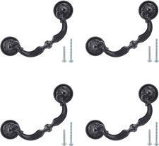 4 Pack Antique Drop Drawer Pull, 3.5 Inch Hole Center Vintage Bail Pull Handl...