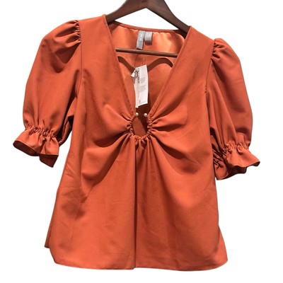 ASOS Petite Burnt Orange Short Sleeve Blouse Women s Size 00