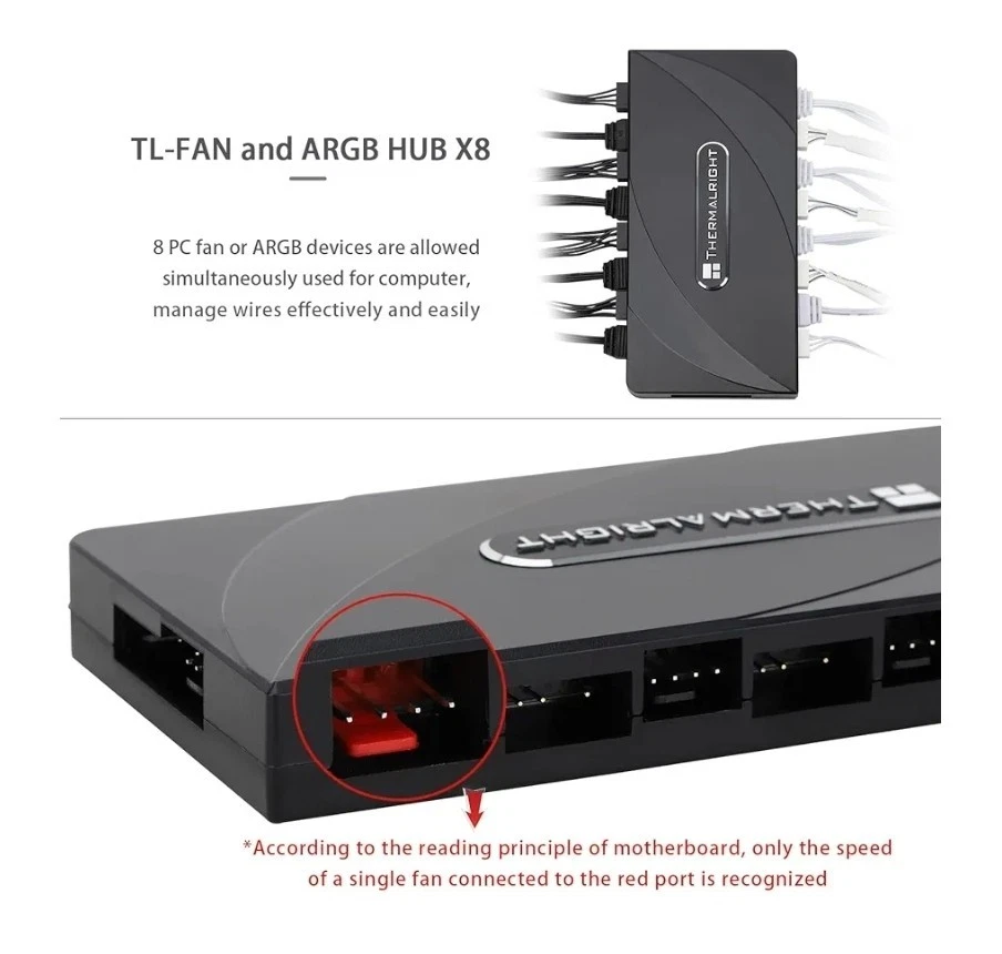 Thermalright ARGB Fan HUB Controller Support 8 Groups of Fans, 8-Port 4 Pin..214 - Image 3 of 4