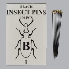 Black Entomological Insect Pins in Packs of 100   Several Sizes Available #7003