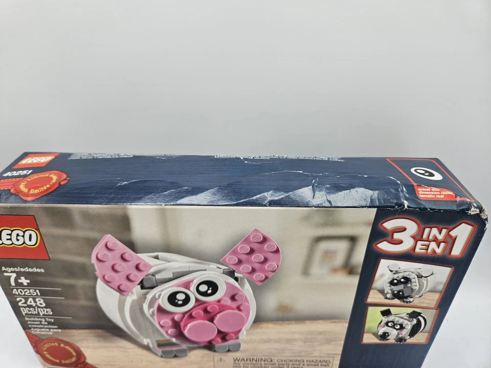 LEGO 40251 Promotional 3 in 1 Mini Piggy Bank NIB 248 Pieces 2017 Box Damaged  - Image 2 of 4