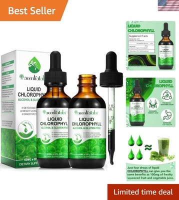 Two Bottles of Organic Chlorophyll Liquid Drops - Balance Odors Naturally (60ml)