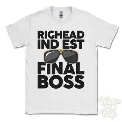 RIGHEAD IND EST FINAL BOSS T-SHIRT funny xmas gift bellshill north lanarkshire