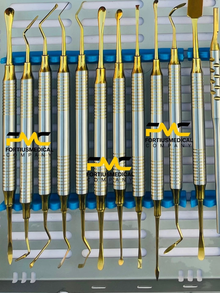 Kit Micro Cirugía Oral Periodontal Instrumentos Quirúrgicos Implante Dental Kit Dorado Foto 2 de 4