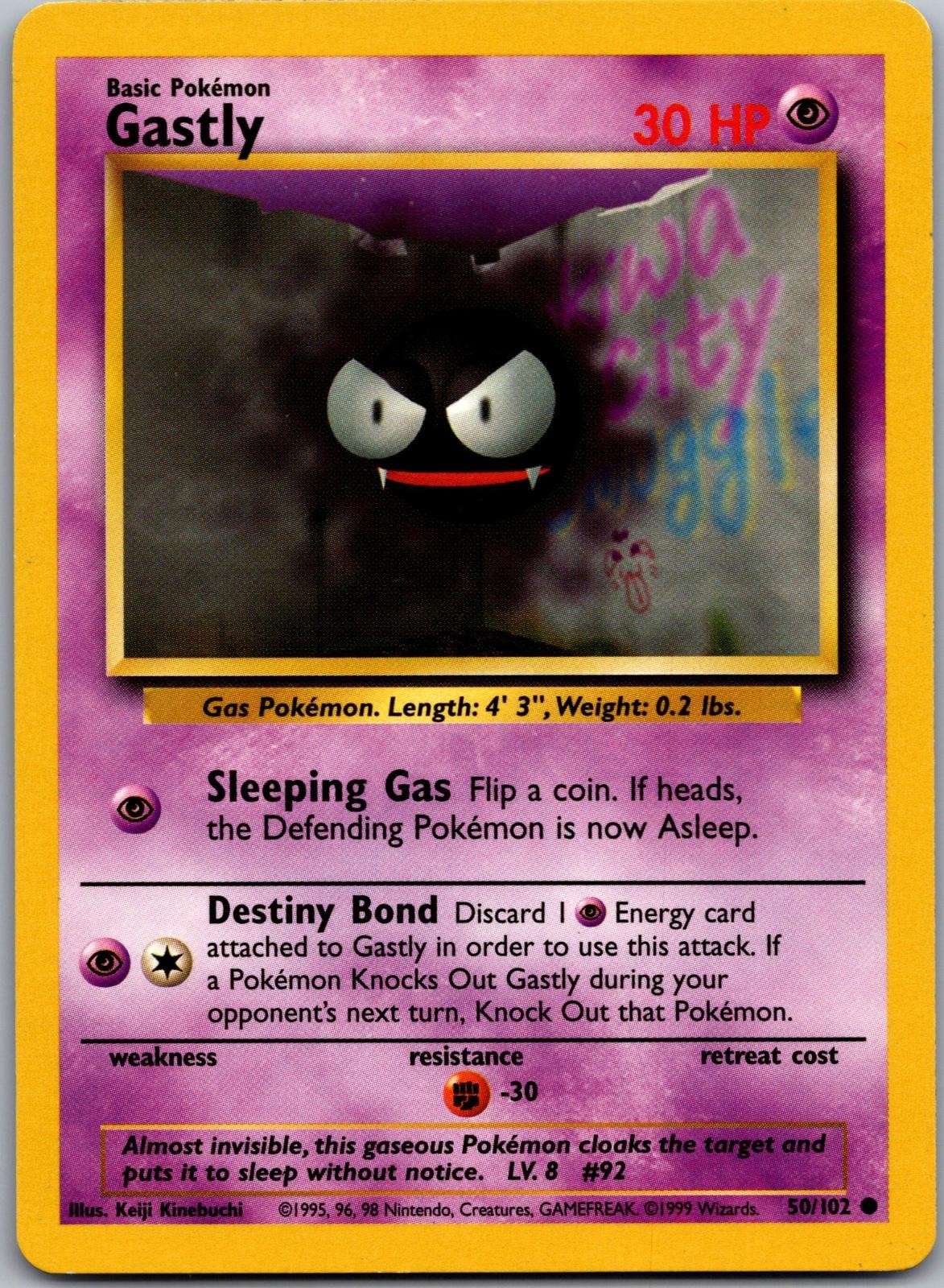 Gastly 50/102 Common Base Set Unlimited Pokemon Near Mint