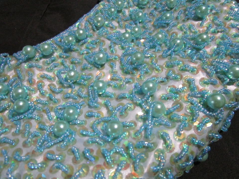 Bolso de Mano Candice Los Angeles Aqua Cuentas Brillante Noche en Forma de Corazón Nuevo con Etiquetas Foto 4 de 4