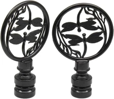 2 Pack Double Dragonflies Lamp Finial, Black Decorative Finial for Lamp Shades,