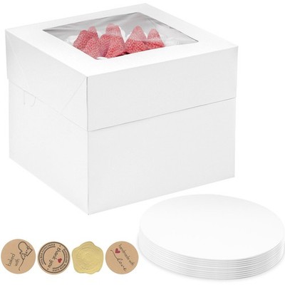 MonYouGe 10x10x10 Inches Cake Boxes with 10 x 10 x 10 Inches-10 Pack, White 