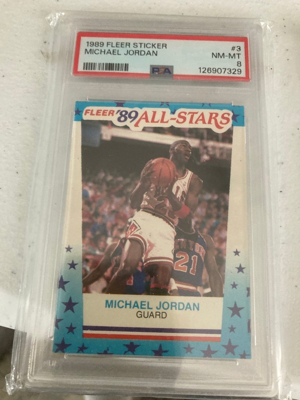 1989 Fleer All-Stars Stickers Michael Jordan #3 PSA 8 AIR JORDAN GOAT