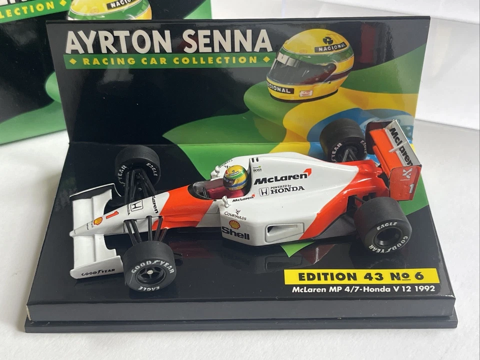 Coche Ayrton Senna Minichamps McLaren MP4/7 Honda V12 modelo F1 1992 Ed43 #6 1:43rd Foto 2 de 4