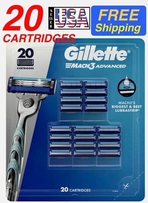   Gillette Mach 3 Advanced Refill Cartridges 20 cartridge, Gillette Mach 3