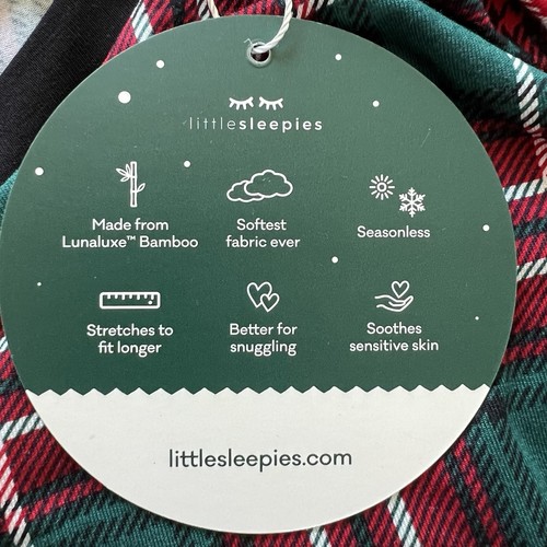 Little Sleepies Bamboo Pajamas Set Fireside Plaid Shirt Pants Large PJ's $76 NEW - Picture 12 of 19